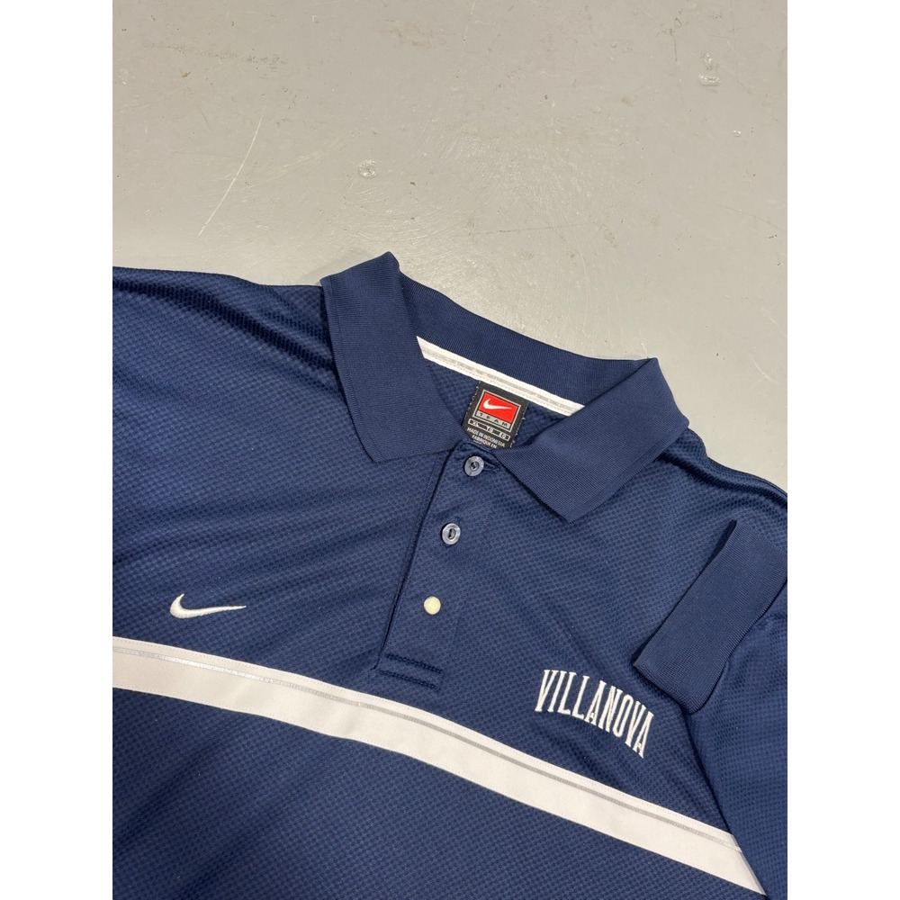 Nike Team Villanova Wildcats Mens XL Navy Blue Long Sleeve Sphere Dry Polo Shirt